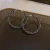 Hoop oorbellen U-magisch ontworpen zwarte zilveren kleurcirkel geometrische oorbel voor vrouwelijke luxe steentjes sieraden accessoires