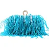 Women Fluffy Ostrich Feather Dress Purse Shoulder Wedding s Designer Chain Evening Party Clutch BagL230302