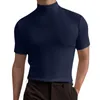 T-shirts pour hommes chemise surdimensionnée Streetwear hauts minces T-shirt à manches courtes à col haut pour hommes bas couleur unie haut