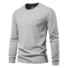 MEN S T قمصان AIOPESON 100 لون القطن الصلب بأكمام طويلة من الذكور T Shirt O Neck Basic Tee Shirt لملابس الملابس الداخلية الشتوية الخريف 230302