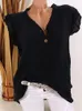 Blusas de mujer Verano Casual Color sólido Botones Mujeres Elegante Cuello en V Blusa sin mangas Camisas 2023 Señoras sueltas Blusas Jersey Tops
