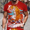 T-shirts pour hommes Outfit Hommes 2023 T-shirt Tiger Pattern Beach O Neck Funny Tops Fashion Summer Short Sleeve Street Casual 3D Printed Tees