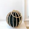 Evening bag Rhinestone Spherical Cage Clutch Bag Women Hollow Out Bling Alloy Di