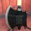 Custom Metallic Silver Axe Electric Guitar Floyd Rose Tremolo Bridge Chopper Inlay Chrome Hardware