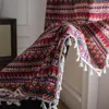 Tenda Tende di lino rustiche moderne della Boemia per ragazze Soggiorno Camera da letto Cucina Finestra Corta Striscia rossa pronta all'uso