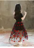 Skirts Girls Heart Embroidery Long Maxi Tutu Skirt For Teenager Kids Girls Summer Black Tulle Girl Belly Dance Skirts Children Clothes T230301