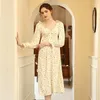 Women's Sleepwear Romantic Princess Puff Sleeve Ice Silk Dress Four Seasons Universal Home Nightdress Can Be Outer Wear Ladies Clothes