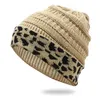 Bérets chaud Ski Baggy tricot chapeau hiver femmes grosse casquette léopard doux Slouchy casquettes de Baseball Frat garçon Costume pour