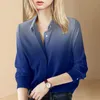 Kvinnors blusar skjortor Spring Print Shirt Office Lady OL Style Långärmning TurnDown Collar Single-Breasted Slim Vintage Tops Women Blus kläder 230302