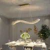 Lustres modernos liderados de luxo de luxo longa barra de tira luz restaurante cozinha casa pendente lâmpada iluminação art déco design