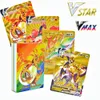 Gold Pokemon Game Cards Vstar VMAX GX EX DX Sällsynta kort 55st Gold Foil Card Belanded TCG Deck Box