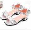 Sandals Big Girls Sandals Crystal Princess Shoes 2022 New Summer Rhinestone Kids Sandals for Girl High Heels Party Dance Shoes CSH990 R230220