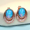 Studörhängen boho kvinnlig vit opal sten charm silver färg för kvinnor trendig brud oval bröllop örhängenstud