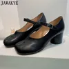 Kleidschuhe Echtes Leder High Heel Mary Janes Knöchelriemen Frauen Split Toe Oxfords Freizeit Clipon Shallow Spring 230302