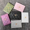 Classic Flap Caviar Designer Wallet Womens Leather Quilted ID Card Holders With Box Presentmynt Purses Herrkort Case Passport Holder Luxury Poke Card Mini Pink Wallet