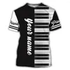 T-shirts pour hommes 3d Print Harajuku Piano Design Shirt Summer Fashion Casual Men's Short Sleeve Top