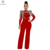 Women's Jumpsuits Rompers VAZN Lady Fashion High Street Style Jumpsuits Long Sleeve High Collar Appliques Zipper Jumpsuits Long Pants 230301