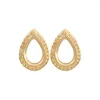 Stud Earrings Arrivals Gorgeous Gold Color Plating Wheat Engraved Around Waterdrop Shape For Women Delicate Party Jewel