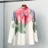 Kvinnor BLOUSES 2023 Spring Autumn Women's High Quality Floral Print Bowtie Long Sleeves Elegant Shirt Tops C726