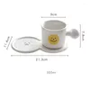 Cups Saucers Korean Creative Smile Cup With Dish Ceramic Coffee Or Tea Saucer Set Home Office Tableware Cute Milk Mug Plate Gift For Her