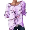 Women's Blouses Mod Bod Tops Women Half Sleeve Floral Print Off Shoulder Blouse Pullover Shirt Cotton Long