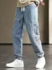 Men's Jeans Men's Cargo Jeans Baggy Joggers Fashion Black Blue Grey Streetwear Stretched Cotton Denim Harem Pants Plus Size 8XL 230302