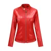 Chaquetas de mujer PU Cuero Motocicleta Remache Streetwear Stand Collar Color Sólido Cremallera Casual Fit Black Biker Coat 230302