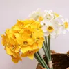 Dekorativa blommor Konstgjorda påskliljor Narcissus Silk Fake Wedding Floral Decor Bouquet for Home Party Office Store