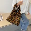 Evening Bags Fashion Women Corduroy Handbags Zebra Leopard Pattern Shoulder Bag Large Capacity Ladies Animal Tote Simple Top-handle BagsEven