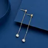 귀 커프 Iogou Long Tassel Drop Earings 1.6cttw Bezel Moissanite for Women Original 925 Sterling Silver Girls Fine Jewelry 14k Gold 230302