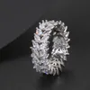 Moda luksusowe pierścionki zaręczynowe z cyrkoniami dla kobiet markiza kryształowa obrączka Party biżuteria prezent
