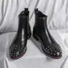 Zapatos de moda Diseñador Hombre Botines Botas de melón Piel de becerro negra Goma para hombre Botín de moda Zapatos de boda de fiesta famosos