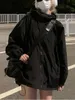 Giacche da donna giacca impermeabile autunnale con donne con cappuccio con cerniera pura cerniera a vento sciolta coreano di abbigliamento y2k abbigliamento trench chic 230302