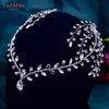 Wedding Rhinestone Forehead Headband Women Headdress Water Drop Bridal Tiara Bride Head Piece with Combs