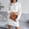 Casual Dresses Ladies O Neck Long Sleeve Solid Color Knit Dress Women Autumn Winter Twist Wrap Hip Sweater For Fashion