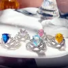 Clusterringen Verklaring Mode kleurrijke zirkonia stenen open voor vrouwen delicate stralende sieradenring verstelbare maat
