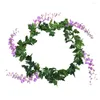 Decorative Flowers 1/2 PC 7FT Garland Plant Foliage Trailing Artificial Wisteria Vine Wedding Arch Decoration Fake Plants Faux Ivy Wall