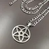 Silver Celtic Pentagram Flower Halsband Rostfritt stål Pentakelkedja Pagan Jewelry Christmas Gift for Women Men 4mm 24inch