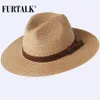 Sommerhut für Damen Herren Panama Stroh Strandhüte Fedora UV Sonnenschutz Capchapeau Femme T200715262O