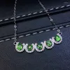 Chaînes naturel vert grenat pierre collier Tsavorite pendentif S925 argent mode demi-cercle rangée fille fête bijoux chaînes