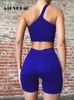 Damen Zweiteilige Hosen ATHVOTAR Kurze Sets im passenden Fitnessstudio Sommer Fitness Pullover 2 Nahtlose Workout Outfit Sportanzüge 230302