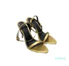 Latest Ladies Sandals Thin Heel Strap Combination With Gold Lock Decorative Dress Casual Banquet Fashion Fashion Pretty Sexy Size 35-42 01