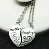 Pendant Necklaces 2023 2Pcs/Set Mother Daughter Love Heart Necklace For Women O-Chain Female Jewelry Trendy Mother's Day Party Gifts