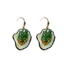 Boucles d'oreilles pendantes Minar mode couleur verte émail fleur boucle d'oreille pour les femmes irrégulière Floral pétale goutte déclaration fête bijoux