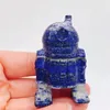Decoratieve beeldjes natuurlijke lapis lazuli cartoon robot kristal snijwerk ambachten genezende energie steen mode woning decoratie cadeau 1 stks