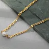 Ketens modeketen parel ketting voor vrouwen natuurlijke 18 K metalen charm roestvrijstalen kettingen choker hart sieraden geschenken