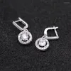 Boucles d'oreilles couleur argent rond étincelant zircon cubique pour les femmes de luxe clair CZ bijoux mariage boucle d'oreille cadeau en gros