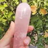 Estatuetas decorativas 14-16 cm de rosa natural quartzo de cristal personalidade de massagem rosa bastão de pedras preciosas barra de beleza yoni cura para mulheres presentes