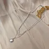 Pendentif colliers femmes mode perles naturelles collier ras du cou mignon Double couche chaîne perle 2023 Famale amis chaînes bijoux