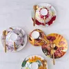 Dinnerware Sets English Afternoon Tea Cups Set Drinkware Elegant Cup With Spoon And Tray Coffee Mug Various Painting Stoup Flowering